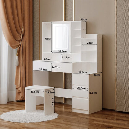 Kozmetikai fésülködőasztal + sminkzsámoly LED tükörrel - glamour loft