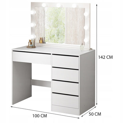 Sminkasztal LED tükörrel, modern, fehér