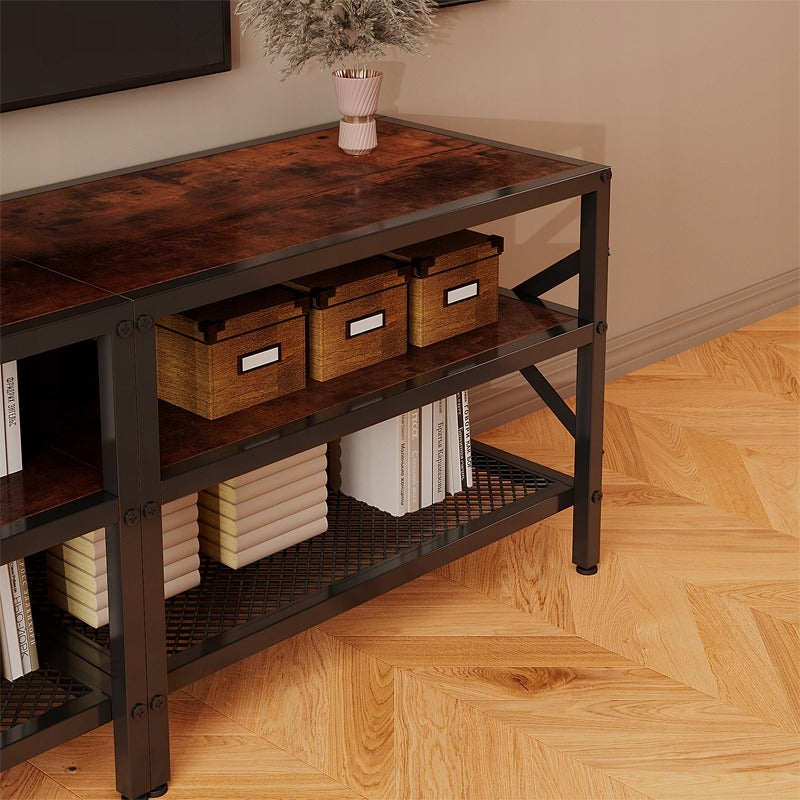 TV-szekrény televízióhoz, vintage állvány nappaliba, rusztikus barna, retro