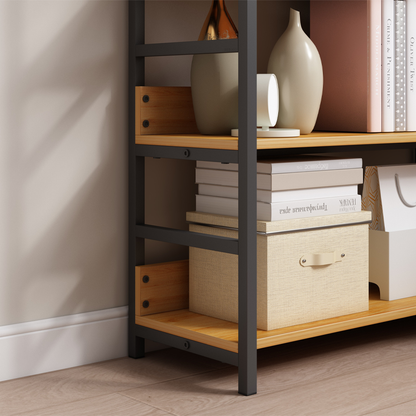 Ipari stílusú könyvespolc – 174x80x30 cm, MDF és fém, modern és masszív kialakítás