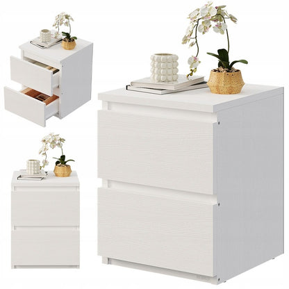 Éjjeliszekrény hálószobába vagy nappaliba, 2 fiókkal, loft stílusú, fehér, modern