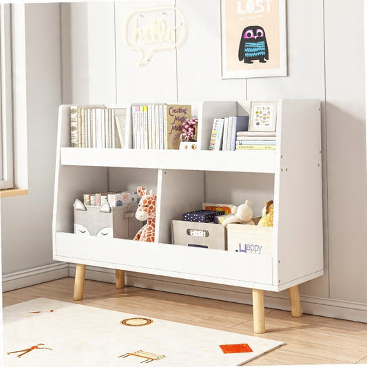 Gyerekeknek való könyv- és újságtartó polc, játéktároló szekrény, álló könyvtár 60 cm