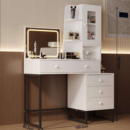 Modern, loft stílusú smink- és sminkasztal LED-es tükörrel