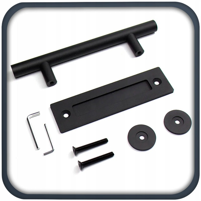 Csúszóajtó fogantyú, matt fekete, loft, masszív, retro, prémium