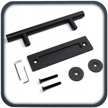 Csúszóajtó fogantyú, matt fekete, loft, masszív, retro, prémium