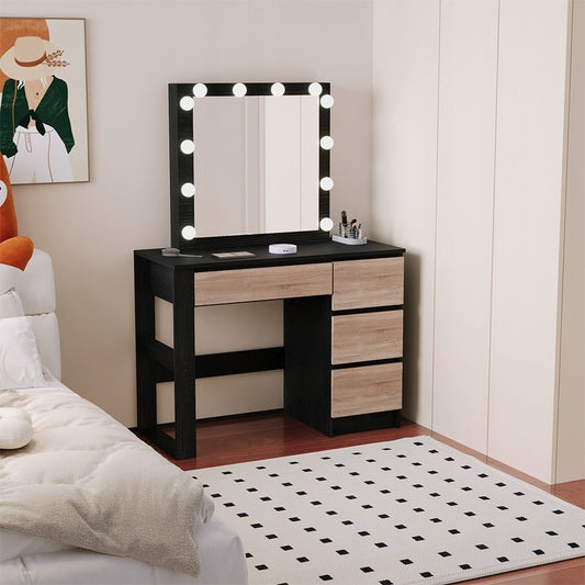 Modern fekete Loft sminkasztal LED tükörrel