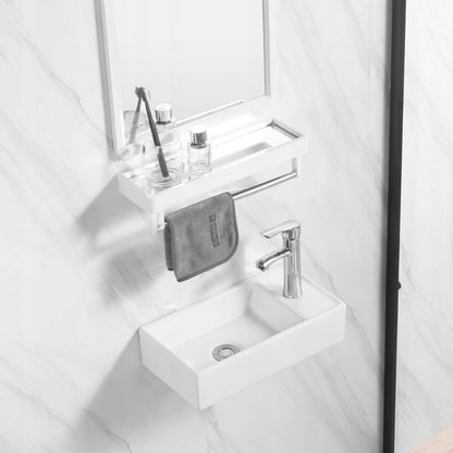 Téglalap alakú, fehér kerámia mosdó, 40x22 cm