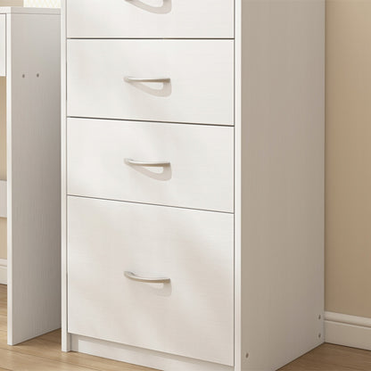 Modern loft stílusú polcos szekrény 4 fiókkal fehér irodai komód nagy 85 cm