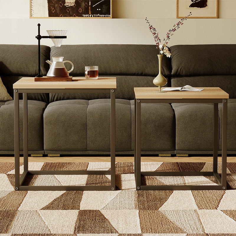 Dohányzóasztal, pad, asztalkészlet, 2 az 1-ben, ipari loft, világosbarna