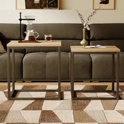 Dohányzóasztal, pad, asztalkészlet, 2 az 1-ben, ipari loft, világosbarna