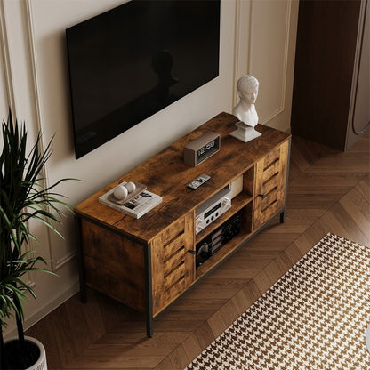 Vintage Loft TV Szekrény 2 Ajtóval, Rusztikus Barna, 110cm