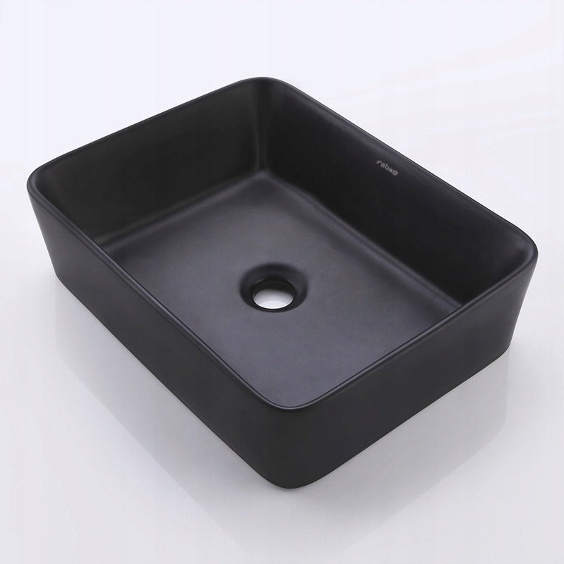 Matt fekete téglalap alakú kerámia mosdópultra