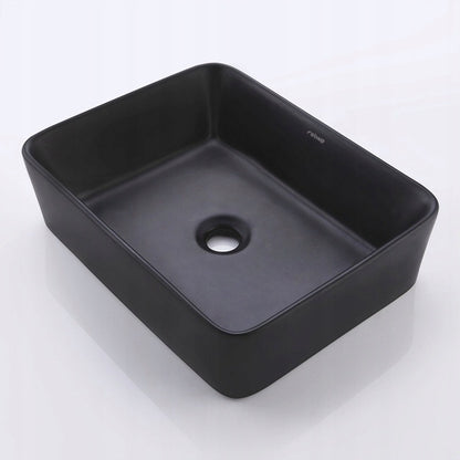 Matt fekete téglalap alakú kerámia mosdópultra