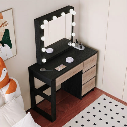 Modern fekete Loft sminkasztal LED tükörrel