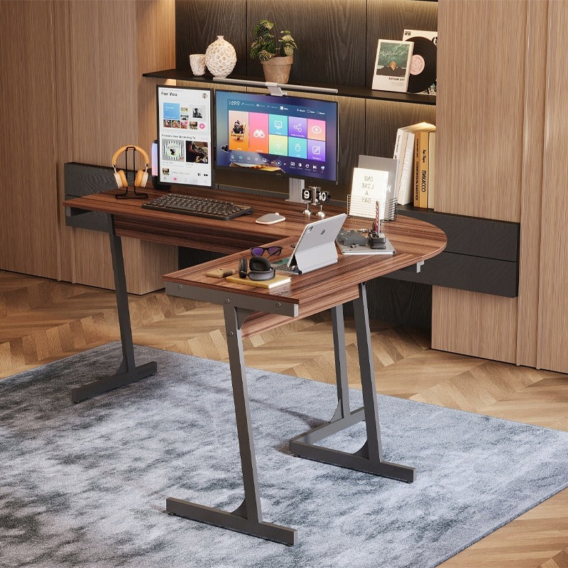 Modern ipari sarok számítógépasztal, sötétbarna, loft stílusú, 148 cm