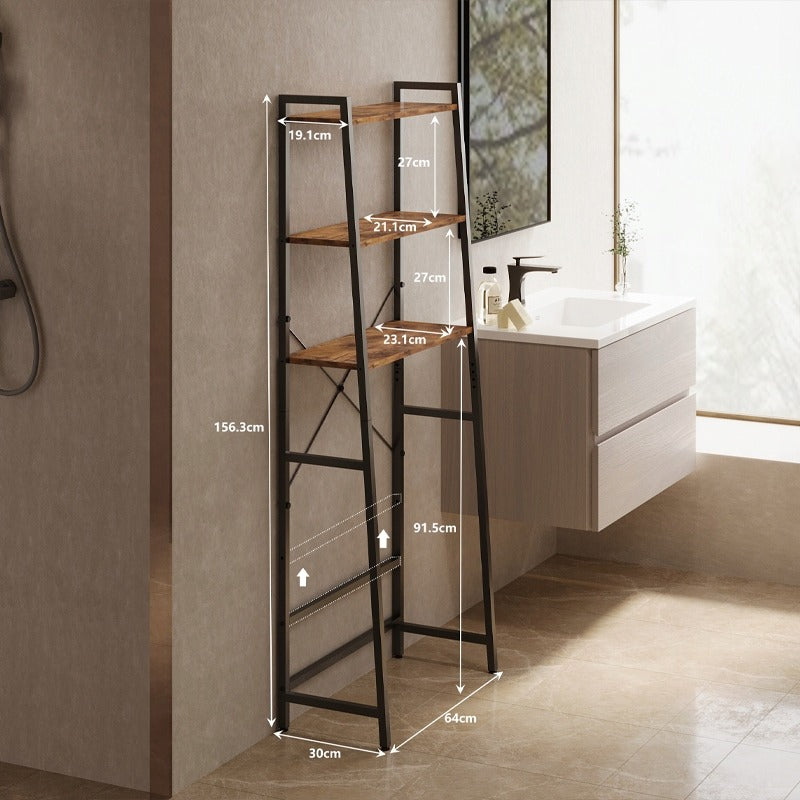 Fürdőszobaszekrény WC felett, mosógép, polc, rusztikus barna loft stílus, 64 cm