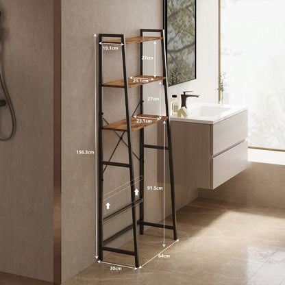 Fürdőszobaszekrény WC felett, mosógép, polc, rusztikus barna loft stílus, 64 cm