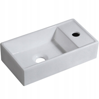 Téglalap alakú, fehér kerámia mosdó, 40x22 cm