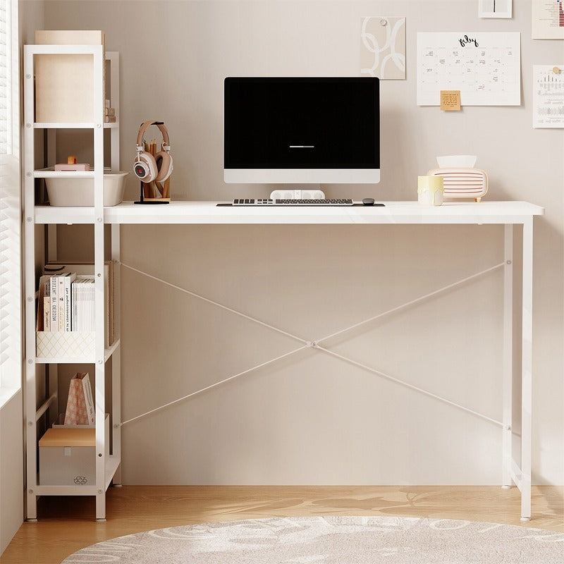 Számítógépes íróasztal, loft asztal, fehér, ifjúsági stílusú, polcos egységgel, 120 cm