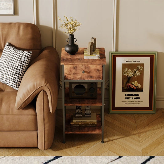 Éjjeliszekrény fiókos szekrény fiókos polccal retro barna ipari loft