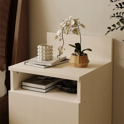 Éjjeliszekrény, hálószoba/nappali asztal, 2 fiókos, loft stílusú, fehér, modern, 40 cm