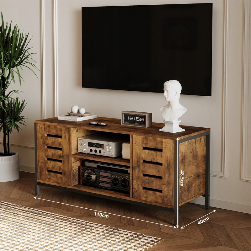 Vintage Loft TV Szekrény 2 Ajtóval, Rusztikus Barna, 110cm