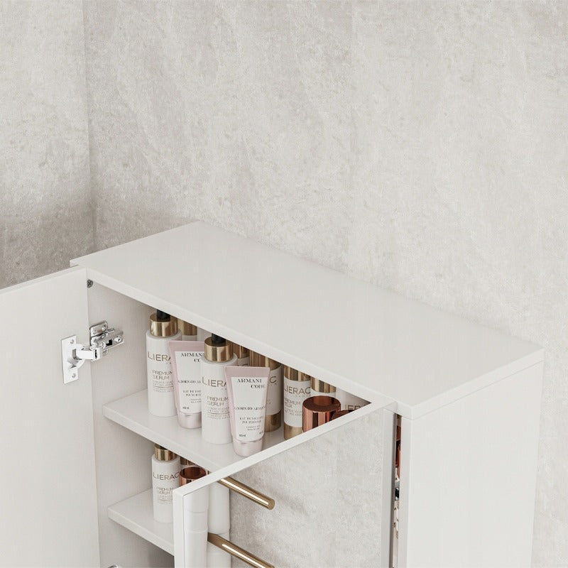 Fali tükrös fürdőszobaszekrény 60x60x22 cm – 2 ajtós, fehér, modern dizájn