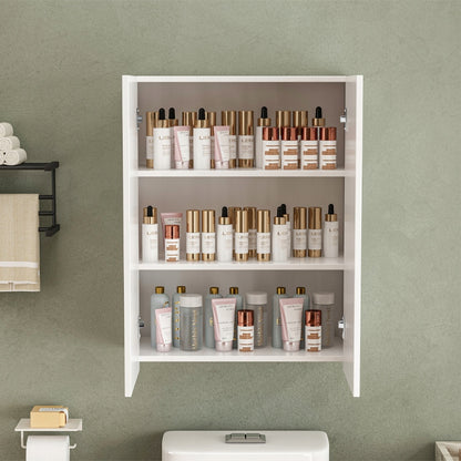 Fali fürdőszobai fali szekrény – fehér, 2 ajtós, modern, 3 polccal, 80 cm