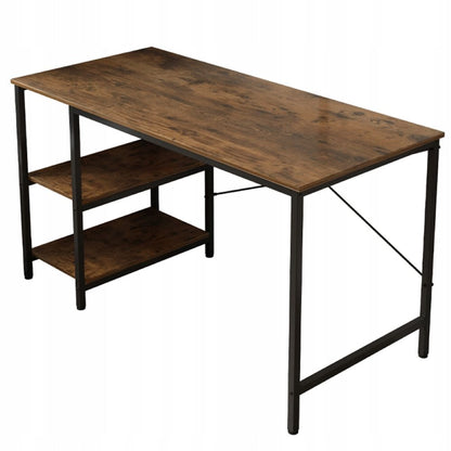 Számítógépasztal – fém, gamer stílusú, loft/indusztriális kialakítás, 2 oldalsó polccal, 120 cm