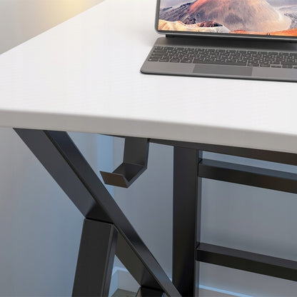 Fehér, modern számítógépes íróasztal játékosoknak, loft stílusú, nagy, 120 cm