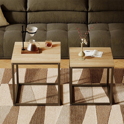 Dohányzóasztal, pad, asztalkészlet, 2 az 1-ben, ipari loft, világosbarna