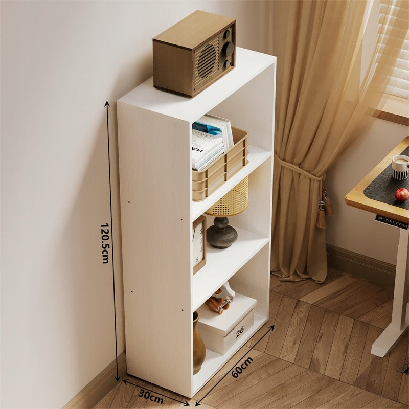 Modern, loft stílusú könyvespolc fehér polcokkal, magas nappalikba, 120 cm