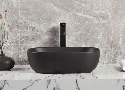 Kerámia pultos mosdókagyló matt fekete 46x32cm