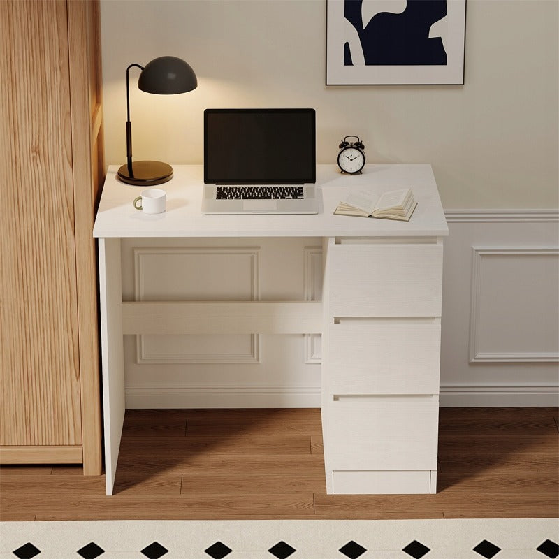 Számítógépes íróasztal, fehér, modern, fiókokkal, loft stílusú, 90 cm