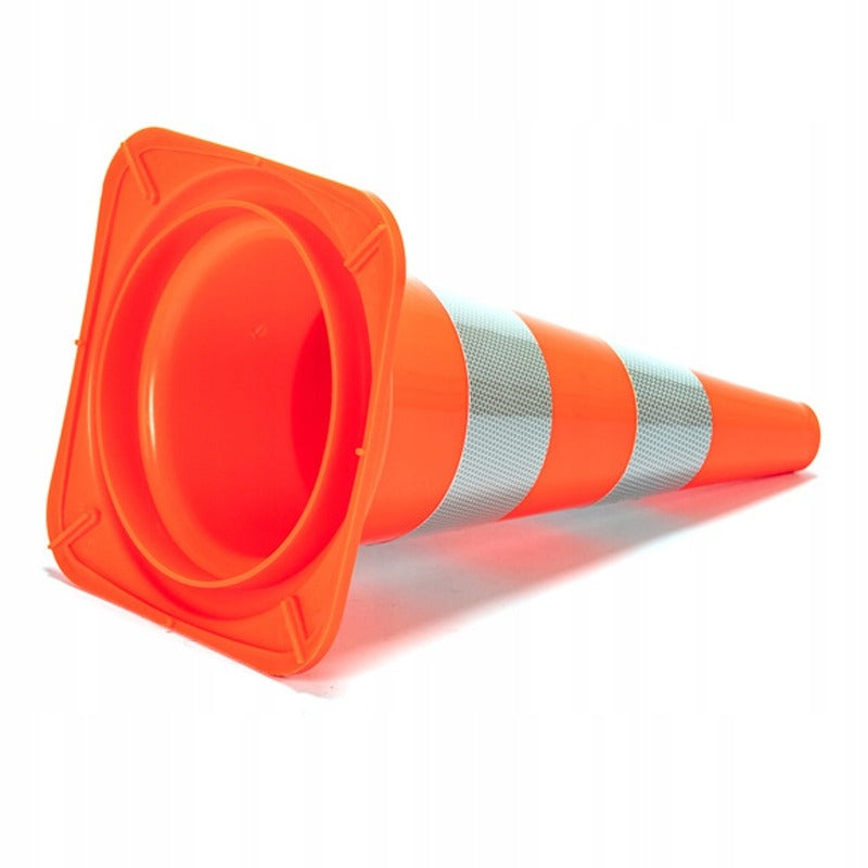 Közlekedési kúp, fényvisszaverő figyelmeztető oszlop, puha, nehéz PVC, 50 cm