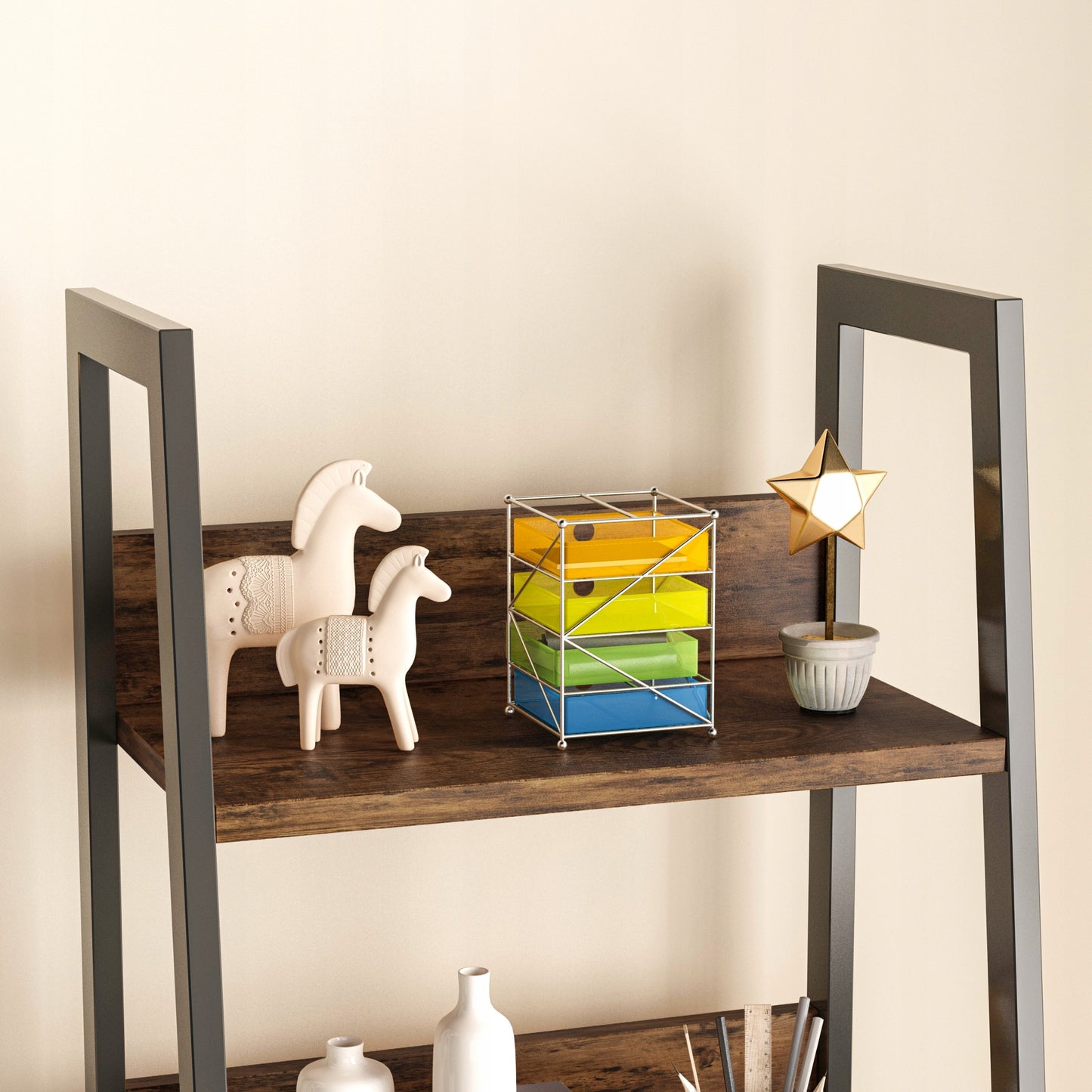 Fémvázas ipari stílusú polc – 170x33,8x30 cm, modern stílus