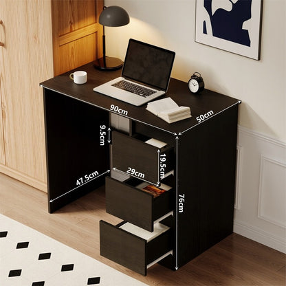 Modern fekete, fiókos Loft számítógépasztal fiataloknak