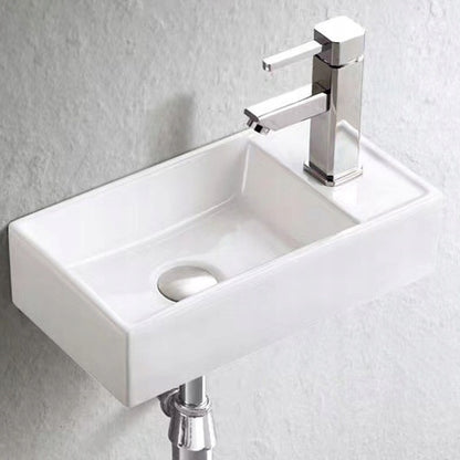 Téglalap alakú, fehér kerámia mosdó, 40x22 cm