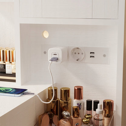 Modern, loft stílusú smink- és sminkasztal LED-es tükörrel