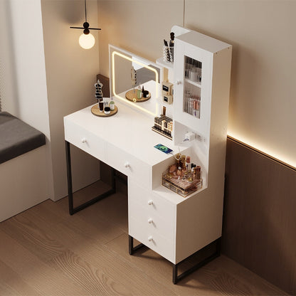Modern, loft stílusú smink- és sminkasztal LED-es tükörrel