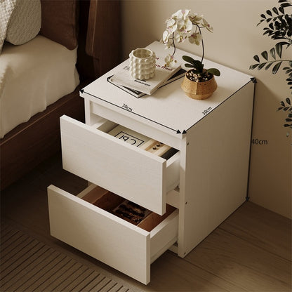 Éjjeliszekrény hálószobába vagy nappaliba, 2 fiókkal, loft stílusú, fehér, modern