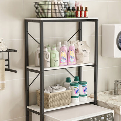 Fürdőszobai polcos állvány mosógép fölé – loft stílus, 160 cm