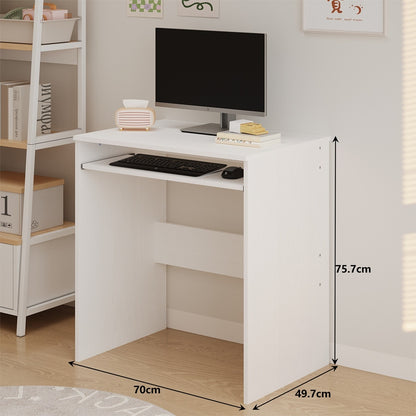 Fehér Számítógépasztal 70 cm – Loft Stílus Billentyűzettartó Polccal