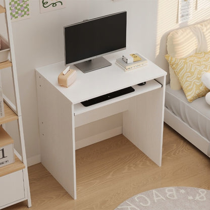Fehér Számítógépasztal 70 cm – Loft Stílus Billentyűzettartó Polccal