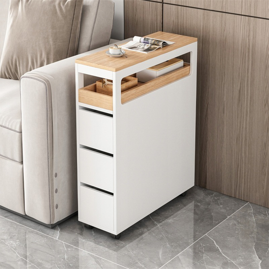 Gurulós szekrény 3 fiókkal, fehér, 65x82x23 cm