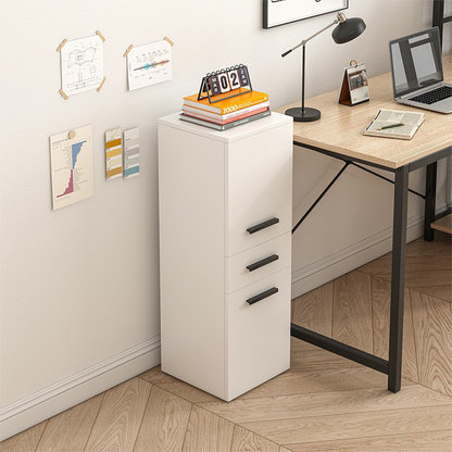 Fehér loft stílusú irodai polc, 2 polccal és fiókkal – 85x30x30 cm