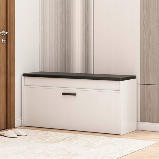 Fehér cipősszekrény párnázott paddal és tárolóhellyel – 100x49x35 cm