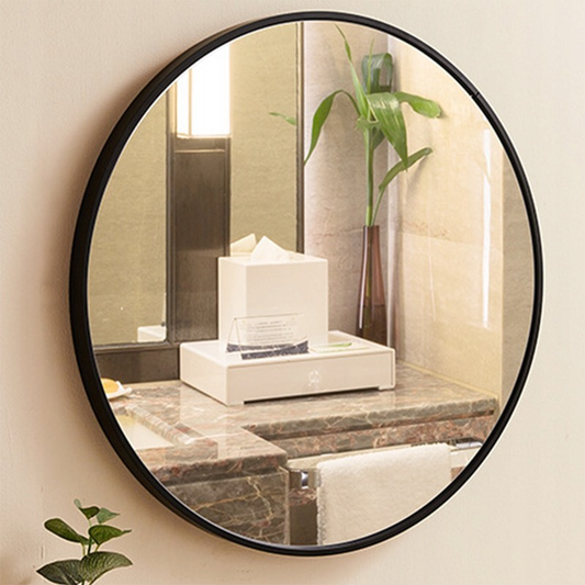 Vékony keretes kerek tükör – 60 cm átmérő, könnyű felszerelés, modern design