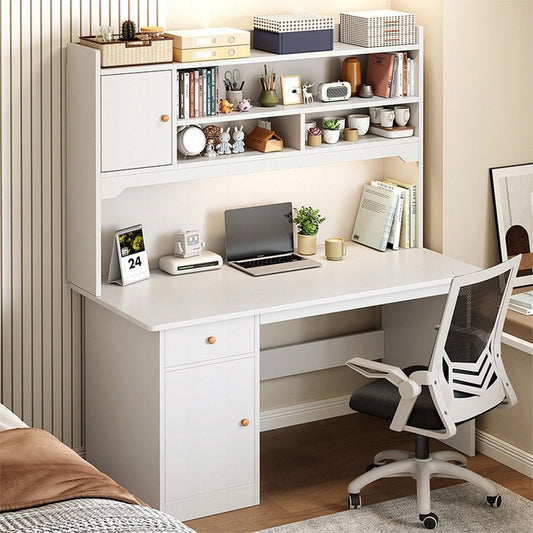 Fehér íróasztal polcokkal 120x43x165 cm – Funkcionális és elegáns skandináv dizájn