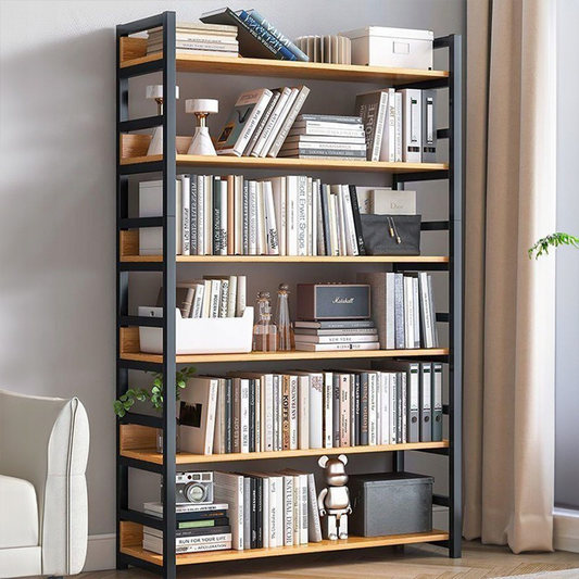 Ipari stílusú könyvespolc – 174x80x30 cm, MDF és fém, modern és masszív kialakítás